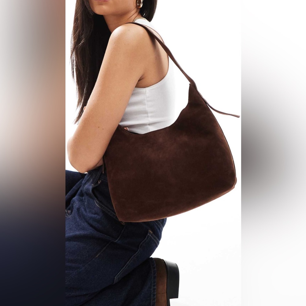 ASOS brown faux suede shoulder bag, new with tags